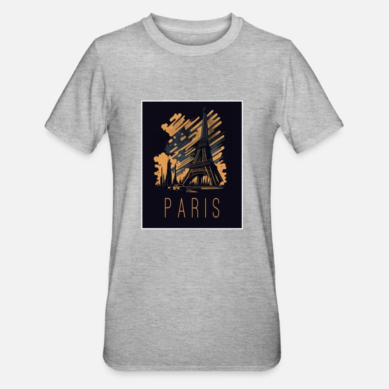 Tour Eiffel de Paris - T-shirt polycoton Unisexe - gris chiné