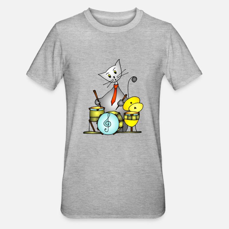 Chat - T-shirt polycoton Unisexe - gris chiné