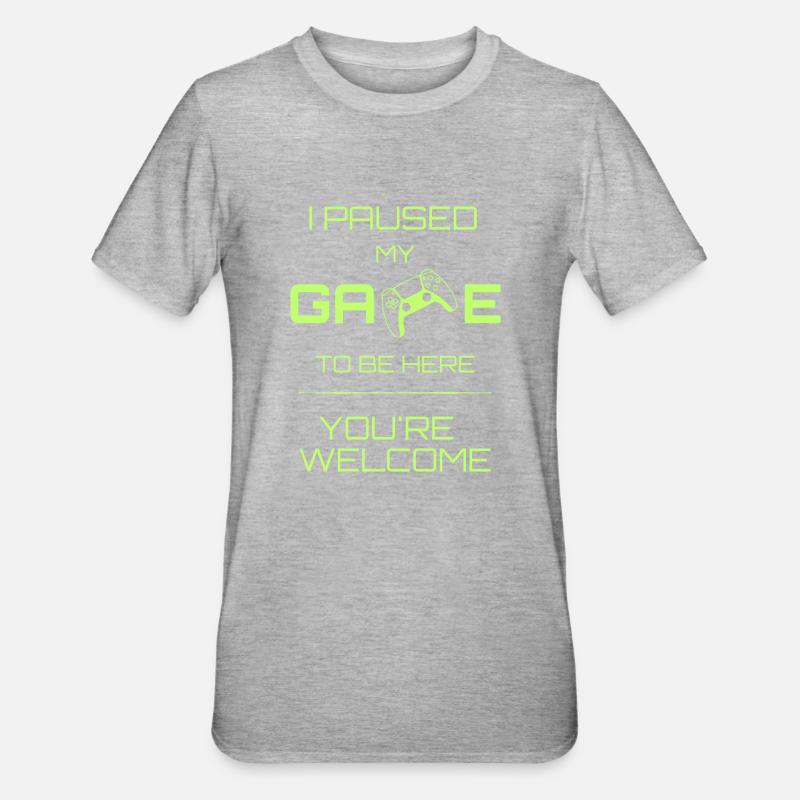 I paused my game Lime - Unisex Polycotton T-Shirt - heather grey