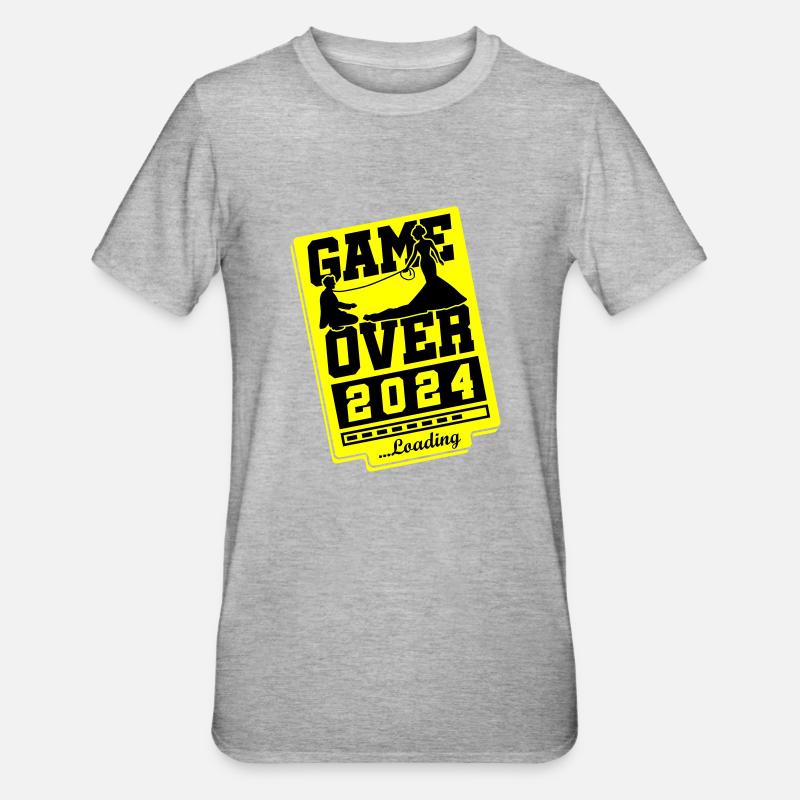 Wedding Loading 2024 Game Over - T-shirt polycoton Unisexe - gris chiné