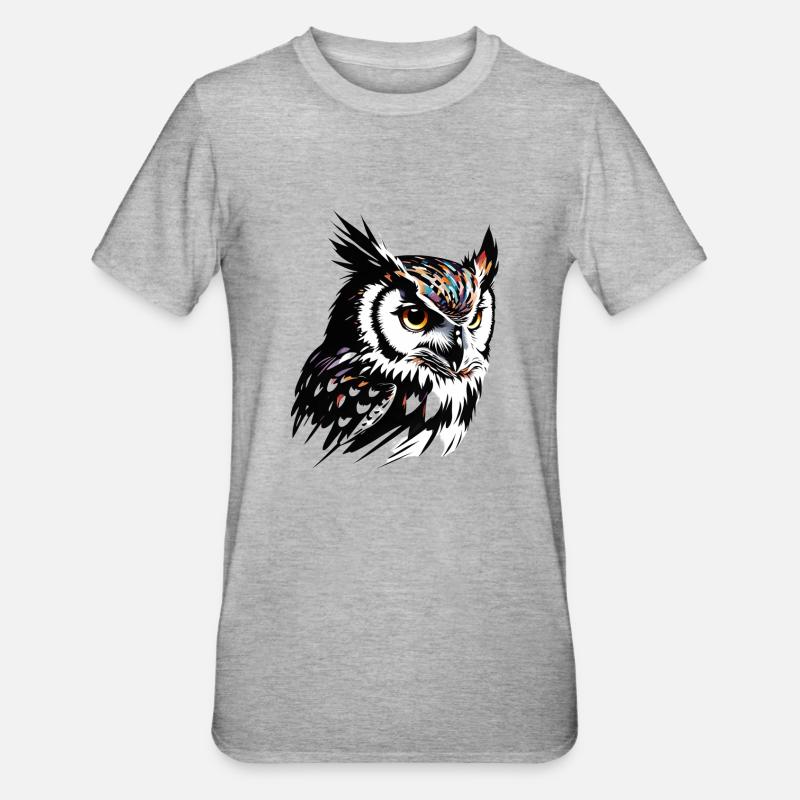 Coole Eule - Unisex Polycotton T-Shirt - Grau meliert