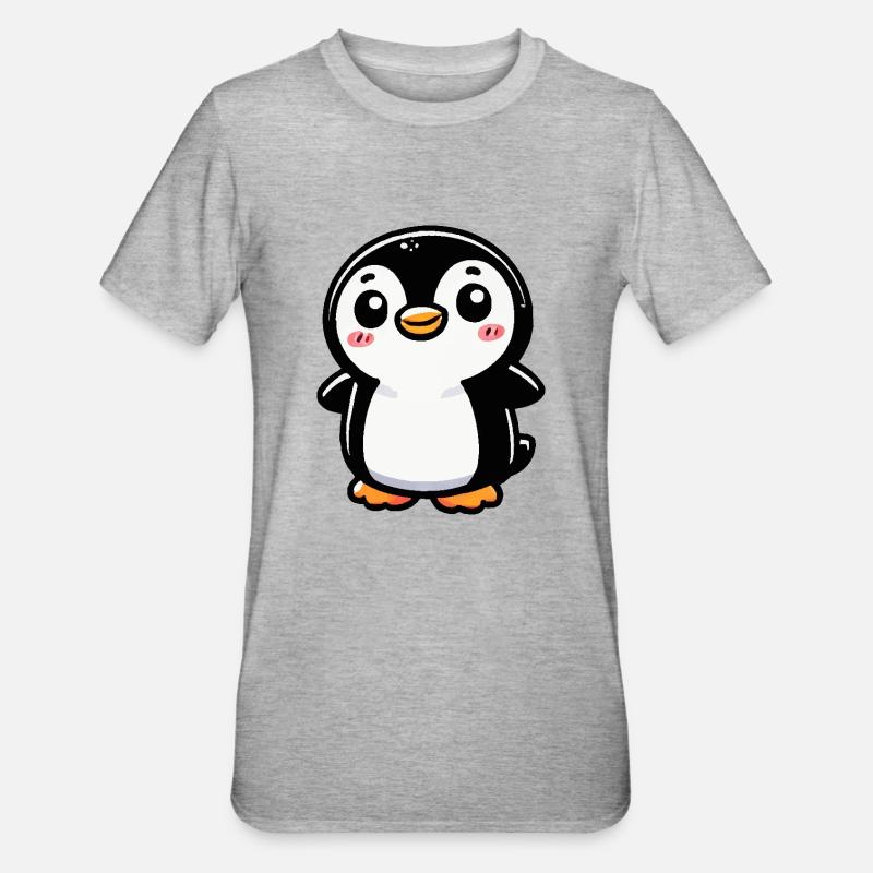 pinguin comic - Unisex Polycotton T-Shirt - Grau meliert