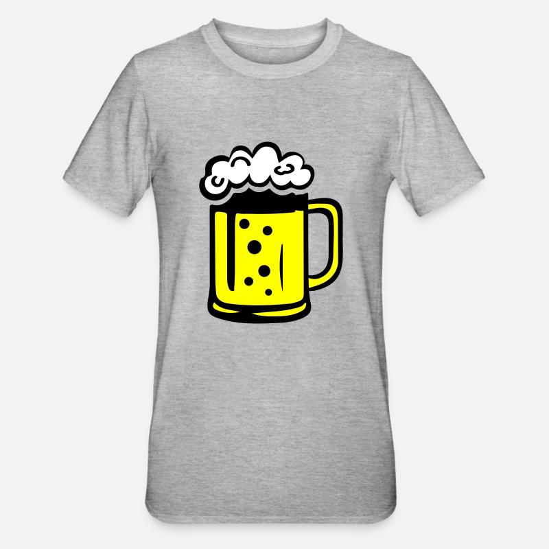 Bier Comic - Unisex Polycotton T-Shirt - Grau meliert