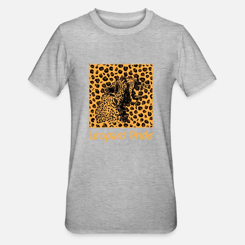Léopard animal chat modèle léopard - T-shirt polycoton Unisexe - gris chiné