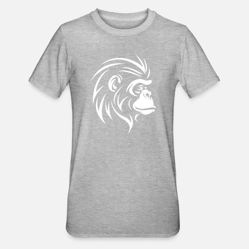 Affe - Unisex Polycotton T-Shirt - Grau meliert