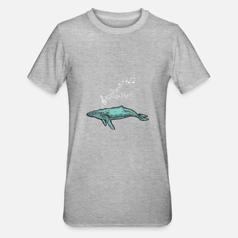 baleines mer poisson eau mer mer cachalot - T-shirt polycoton Unisexe - gris chiné