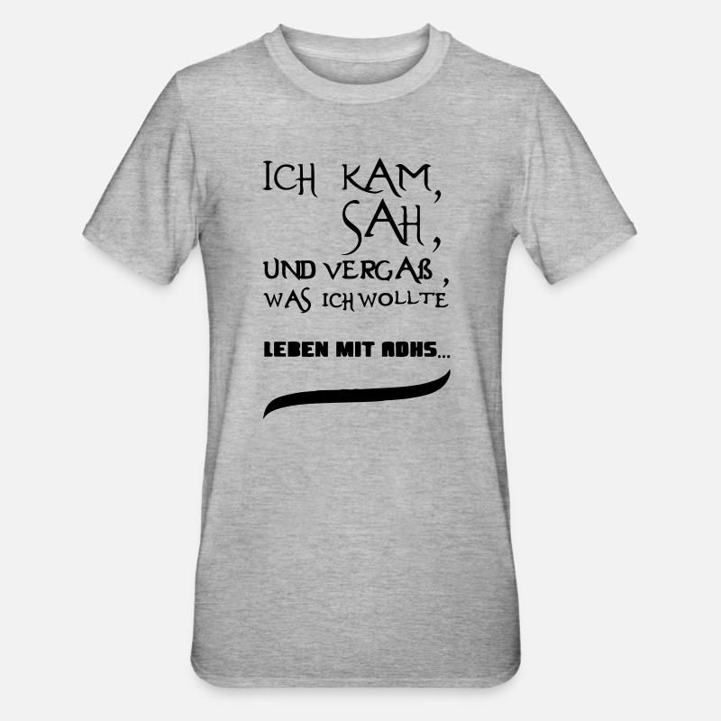 Leben mit ADHS Geschenk - Unisex Polycotton T-Shirt - Grau meliert
