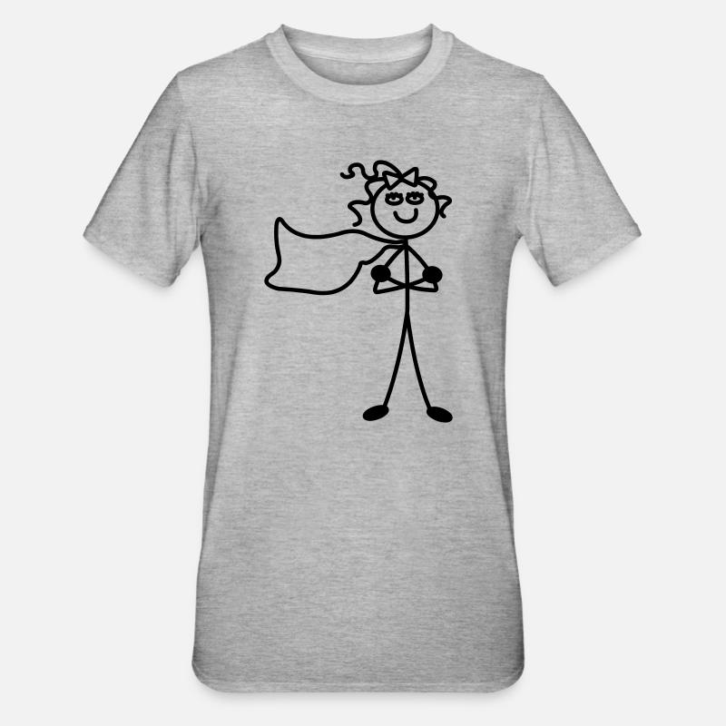 Super Mädchen mit Umhang - Unisex Polycotton T-Shirt - Grau meliert