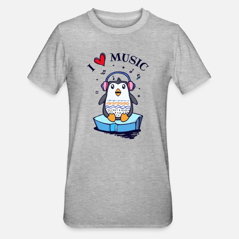 Seevogel Cool Herz PinguinTier Statement - Unisex Polycotton T-Shirt - Grau meliert