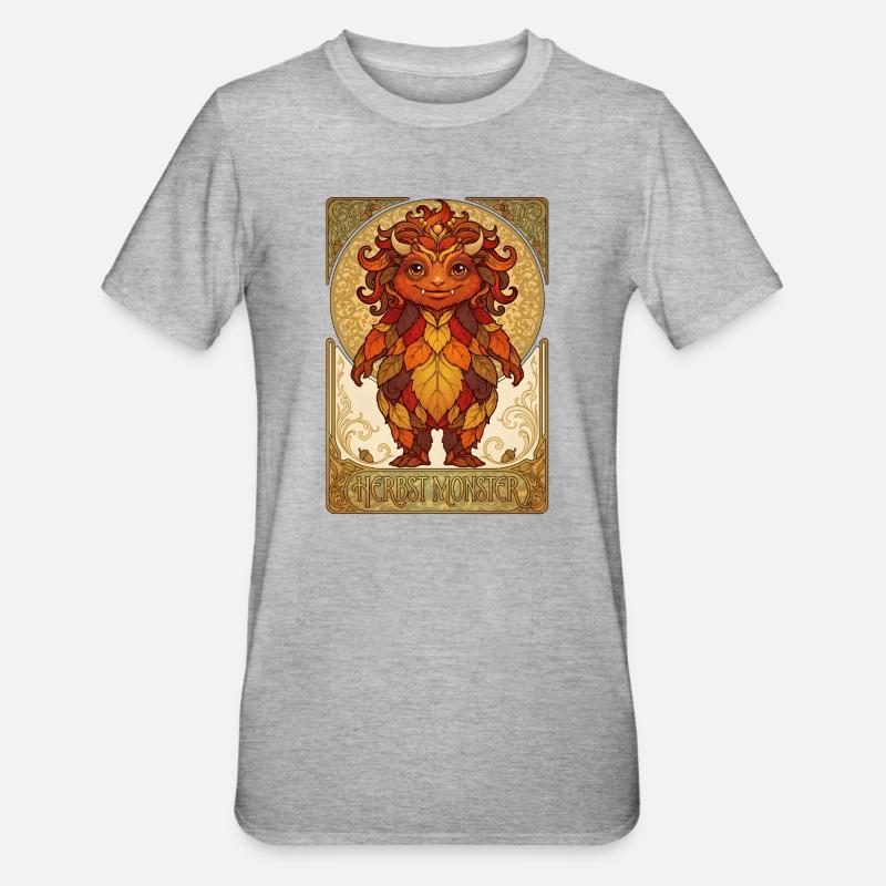 Monstres de feuillage d’automne - T-shirt polycoton Unisexe - gris chiné