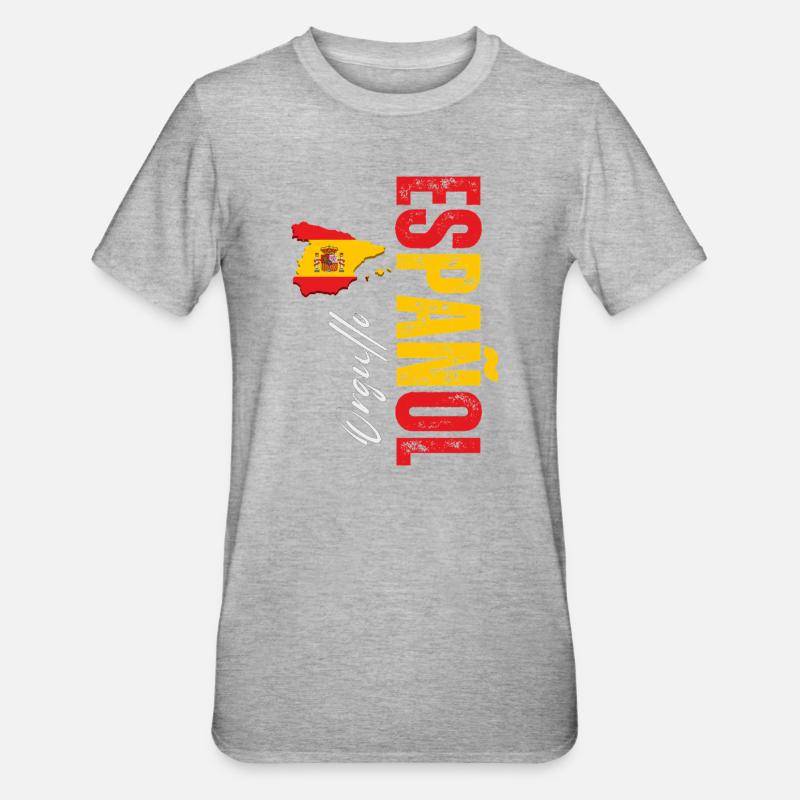 Spanish Pride, conception verticale - T-shirt polycoton Unisexe - gris chiné