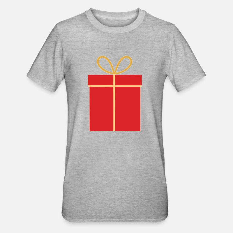 Weihnachtsgeschenk, rote Geschenkbox - Unisex Polycotton T-Shirt - Grau meliert