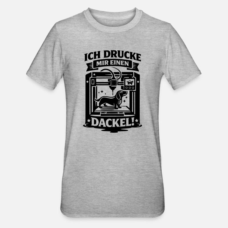 Teckel Teckel Imprimeur 3D Artisan - T-shirt polycoton Unisexe - gris chiné