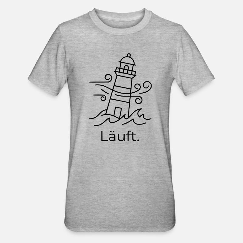 Läuft Leuchtturm - Unisex Polycotton T-Shirt - Grau meliert