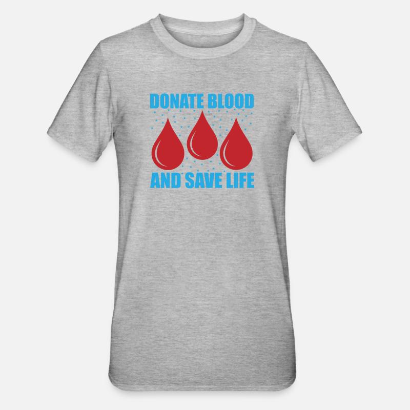 Blutspende Blutspenden Blutspender - Unisex Polycotton T-Shirt - Grau meliert