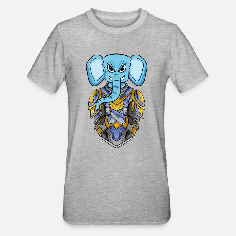 Ritter Elefant cool - Unisex Polycotton T-Shirt - Grau meliert
