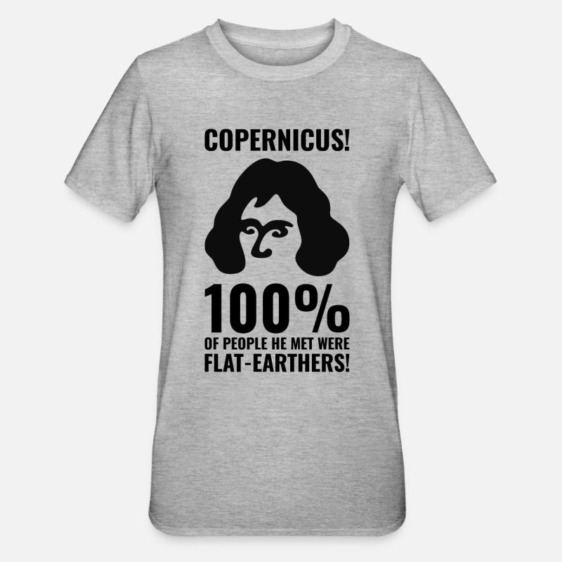 Copernicus gegen Flat Earthers - Unisex Polycotton T-Shirt - Grau meliert