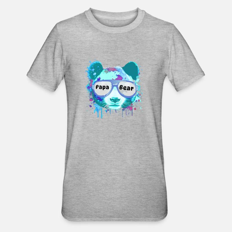 dad bear,dad,panda bear, graffiti,colorful,blue - Unisex Polycotton T-Shirt - heather grey
