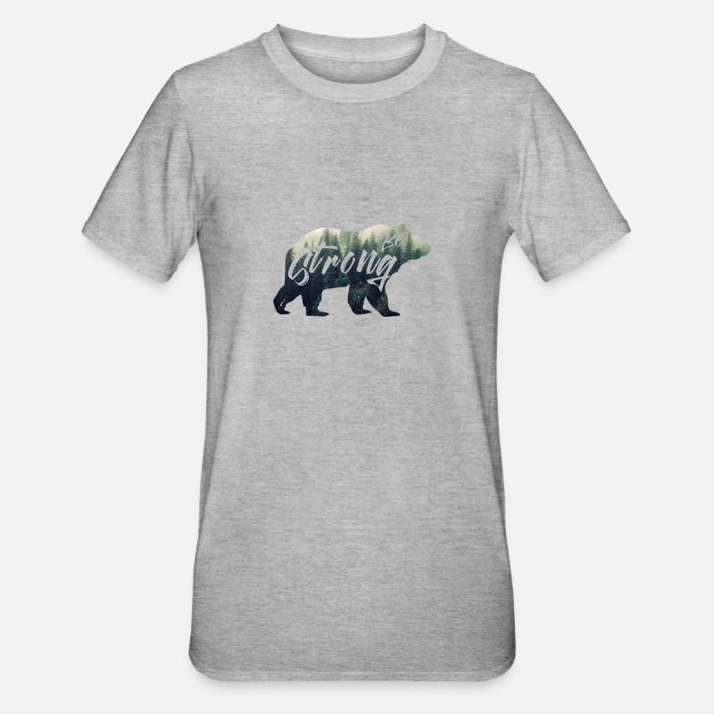 sei stark,be strong. Bär, Wald - Unisex Polycotton T-Shirt - Grau meliert