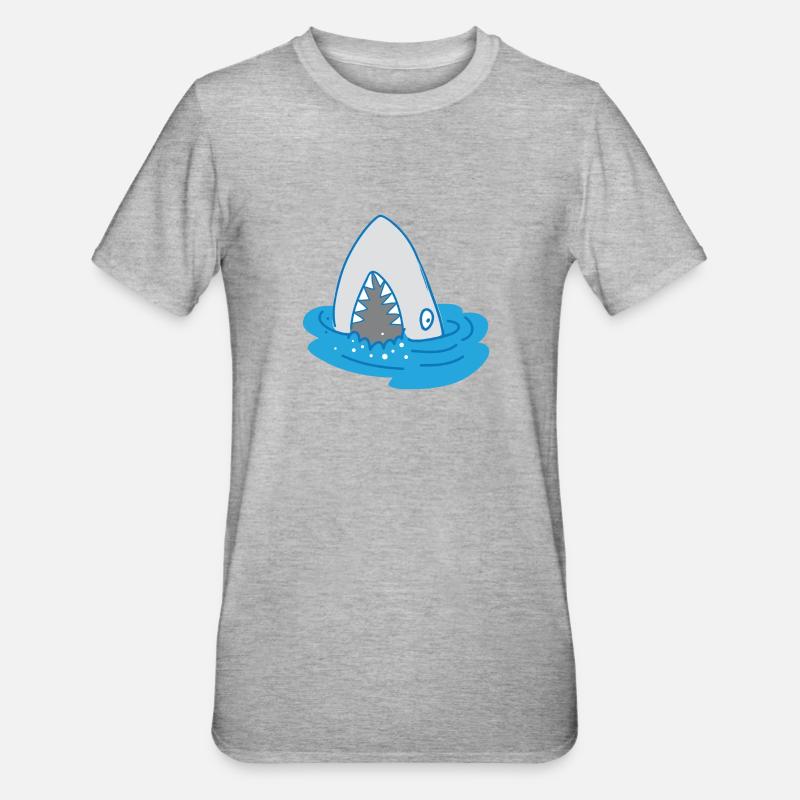 requin à bouche ouverte - T-shirt polycoton Unisexe - gris chiné