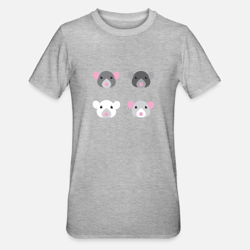 four mice rat faces - Unisex Polycotton T-Shirt - heather grey