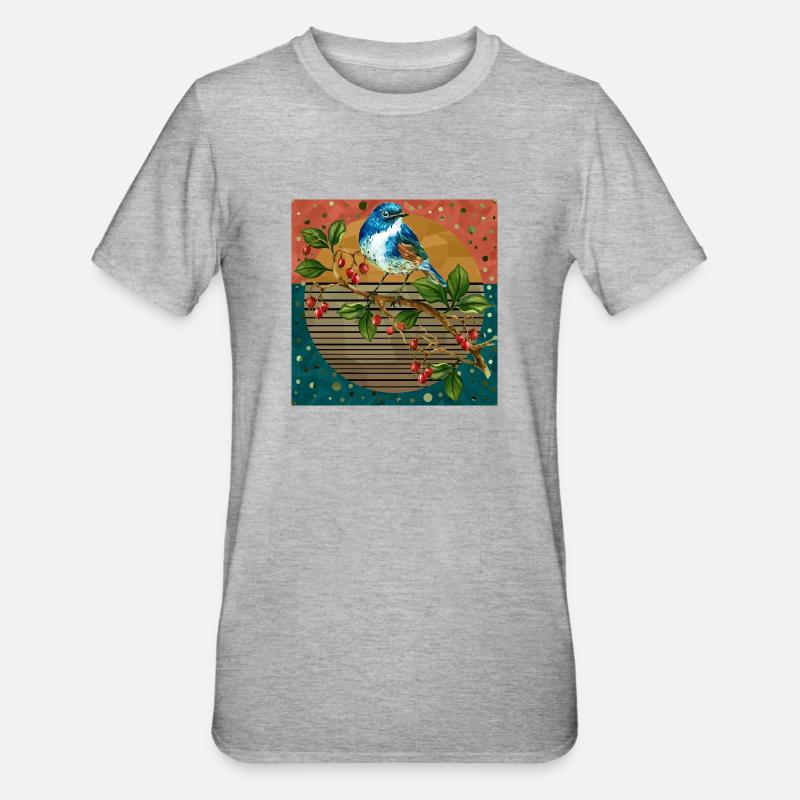 Vogel - Unisex Polycotton T-Shirt - Grau meliert