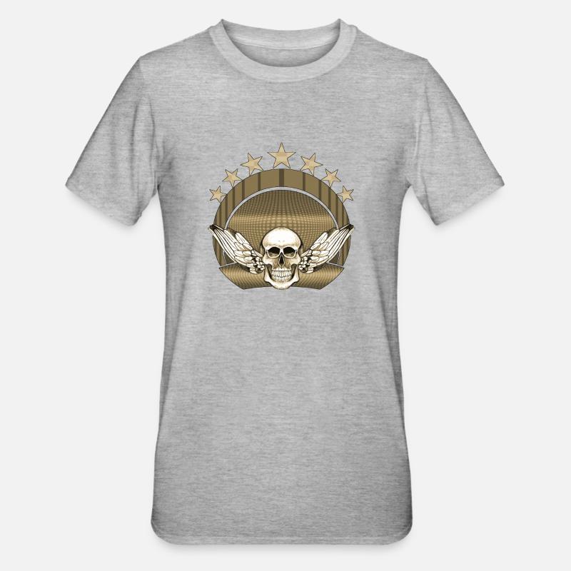 Schädel - Unisex Polycotton T-Shirt - Grau meliert