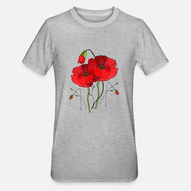Fleurs - T-shirt polycoton Unisexe - gris chiné