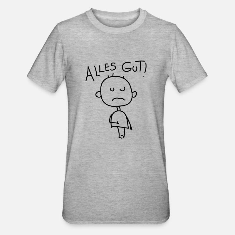 Strichmännchen Satire - Unisex Polycotton T-Shirt - Grau meliert
