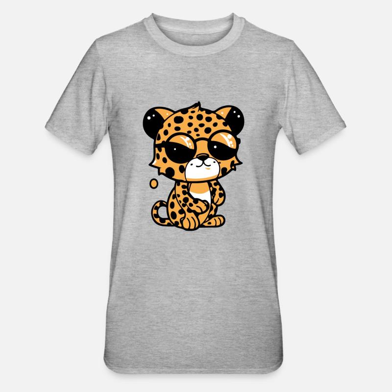 Zoolto der Leopard - Unisex Polycotton T-Shirt - Grau meliert