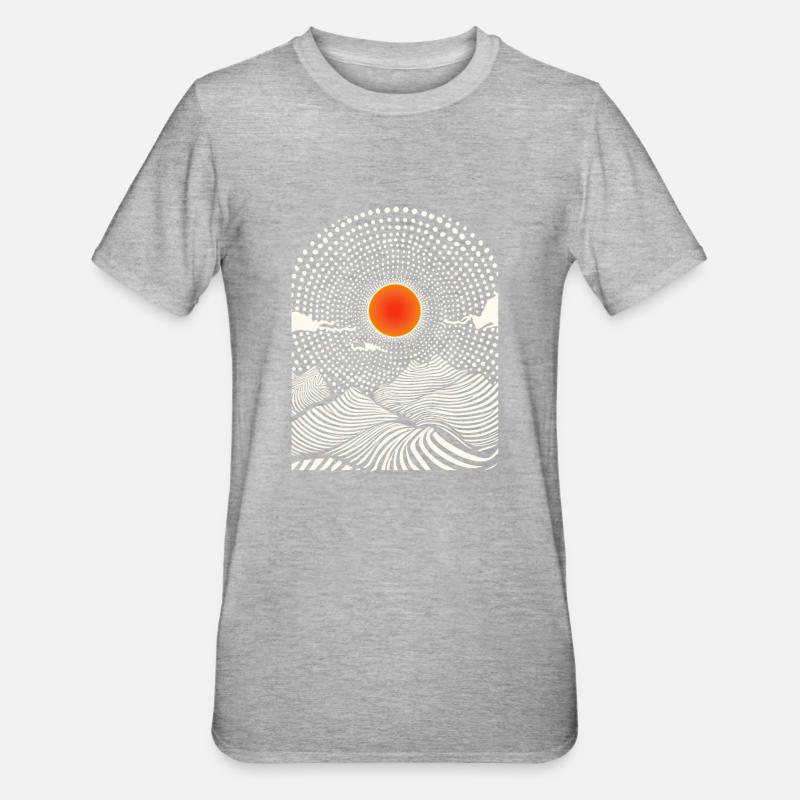 Coucher de soleil psychédélique - T-shirt polycoton Unisexe - gris chiné