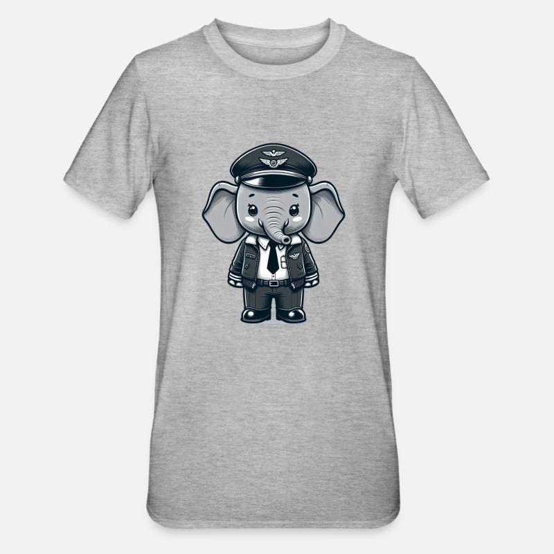 Pilote d’éléphant mignon - T-shirt polycoton Unisexe - gris chiné