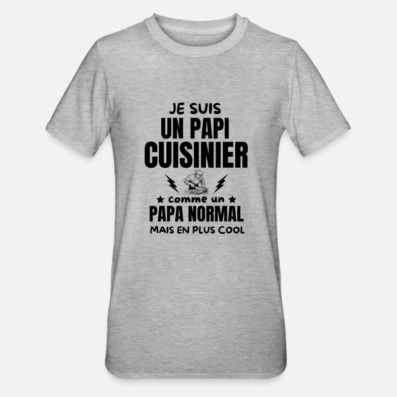 PAPI CUIISNIER - T-shirt polycoton Unisexe - gris chiné