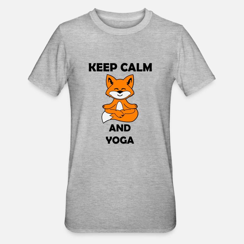 Yoga Fox Keep Calm - Unisex Polycotton T-Shirt - heather grey