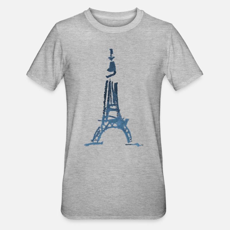 Eiffel Tower Sketch - Unisex Polycotton T-Shirt - heather grey
