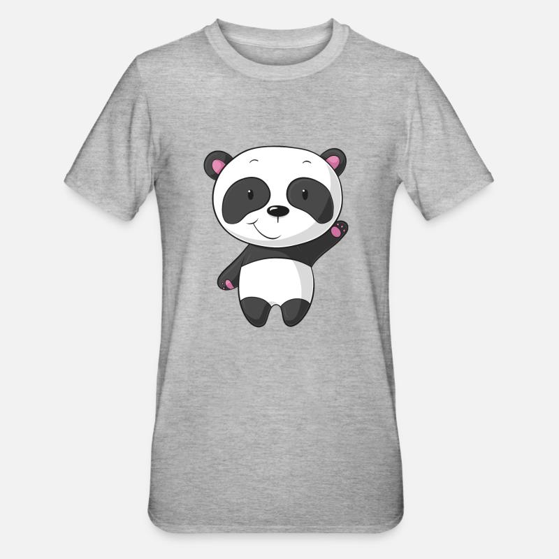 Santander ondulant Comic Panda - T-shirt polycoton Unisexe - gris chiné