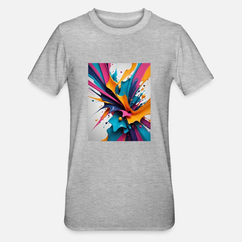 Farbklecks - Unisex Polycotton T-Shirt - Grau meliert