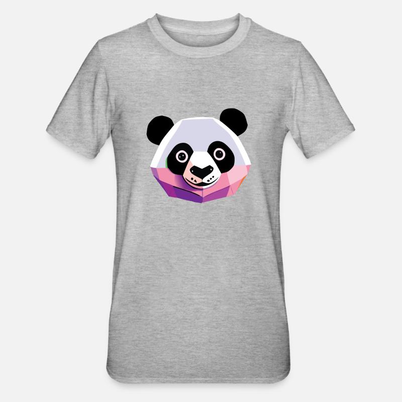 Panda Low Poly - Unisex Polycotton T-Shirt - heather grey