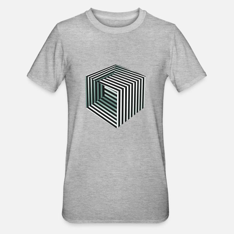 Illusion de cube rayé - T-shirt polycoton Unisexe - gris chiné