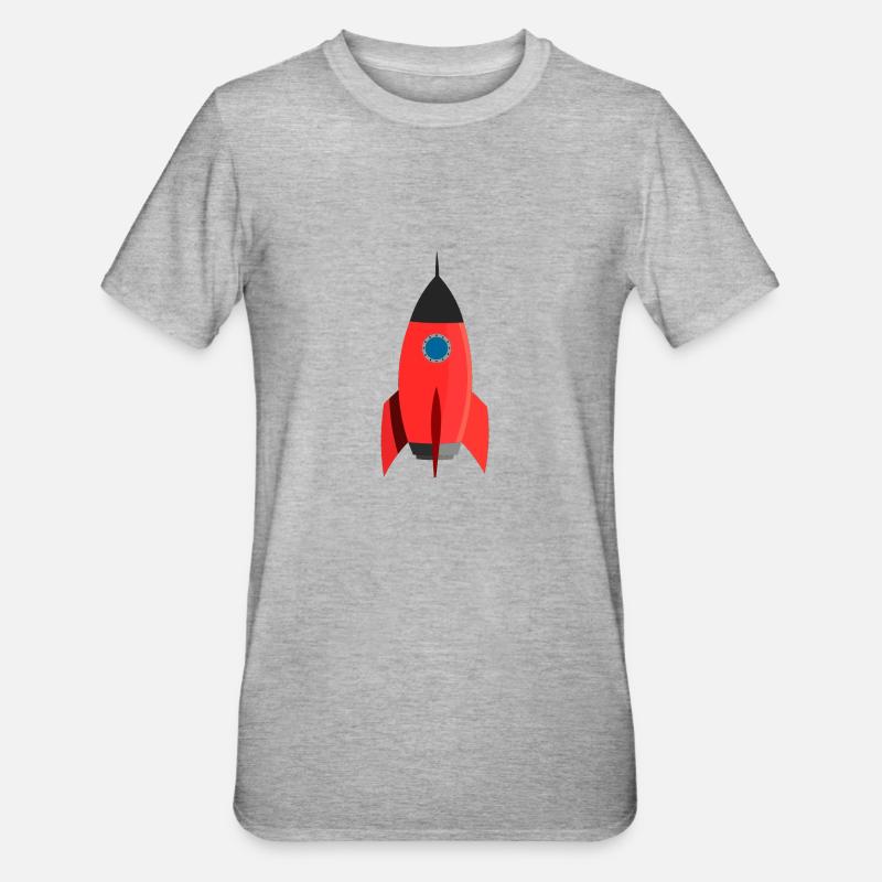 Fusée rouge - T-shirt polycoton Unisexe - gris chiné