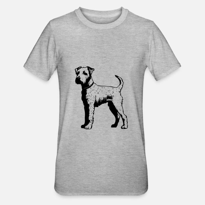 Chien Airedale Terrier - T-shirt polycoton Unisexe - gris chiné