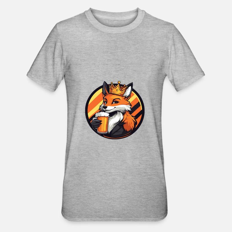 Fuchs Bier Comic - Unisex Polycotton T-Shirt - Grau meliert