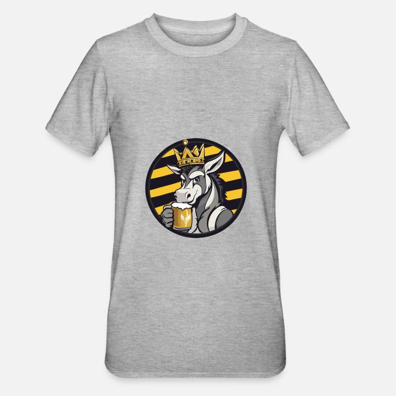 Esel Bier Comic - Unisex Polycotton T-Shirt - Grau meliert