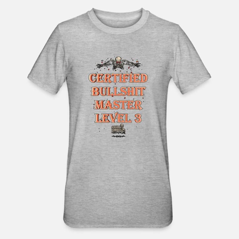 Certified Bullshit Master Level 3 - Unisex Polycotton T-Shirt - heather grey
