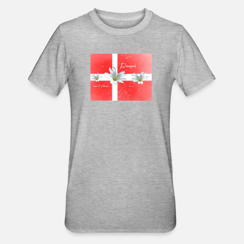 Danemark Danemark Danemark Drapeau - T-shirt polycoton Unisexe - gris chiné