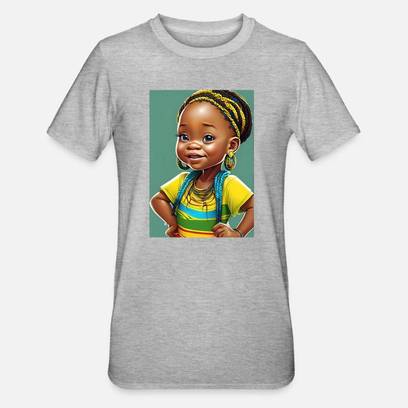 Buntes Afro-Mädchen - Unisex Polycotton T-Shirt - Grau meliert
