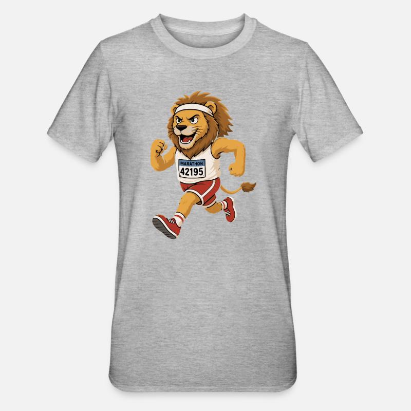Lion courant dans le style comic - T-shirt polycoton Unisexe - gris chiné