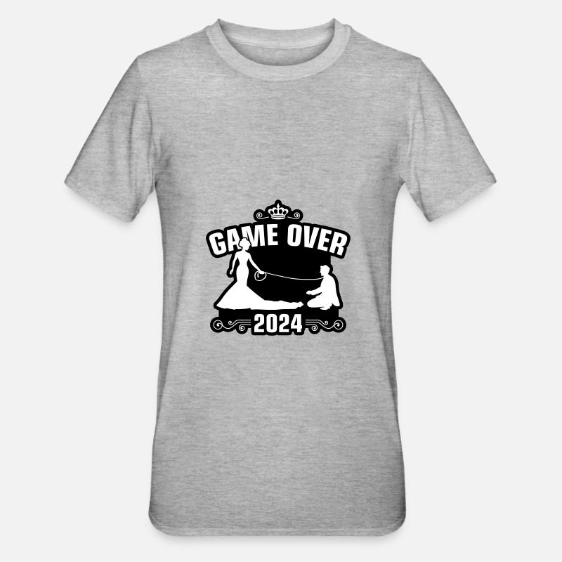 Game Over 2024 Mariage - T-shirt polycoton Unisexe - gris chiné