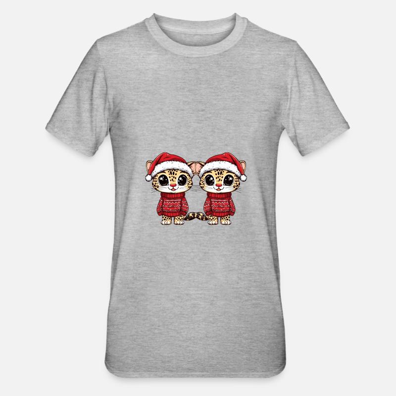 L’équipe de Noël léopard - T-shirt polycoton Unisexe - gris chiné