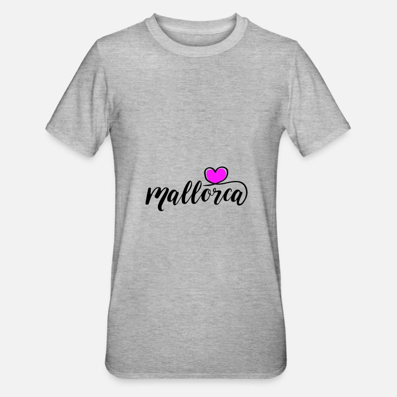 Mallorca Herz - Unisex Polycotton T-Shirt - Grau meliert